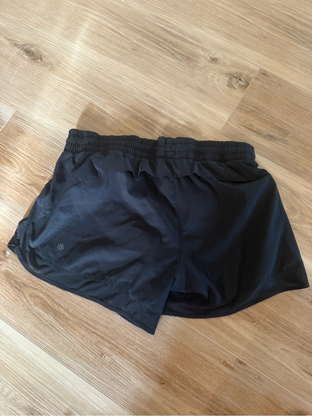 Black Athleta shorts. Super cute fit.